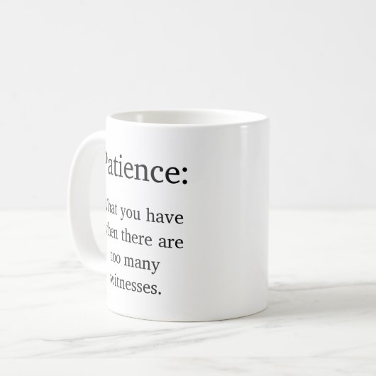 Lustige Parenting-Gedulds-Definition Kaffeetasse (Vorderseite Links)