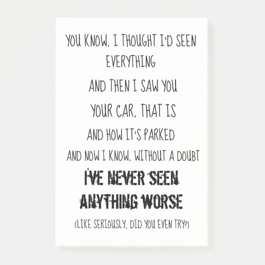 Lustige Parkpost-itanmerkungen Post-it Klebezettel (Vorderseite)