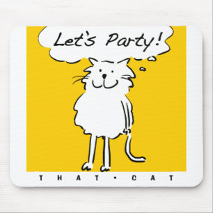 Lustige Party-Einladung mit einer Cartoon-Katze Mousepad