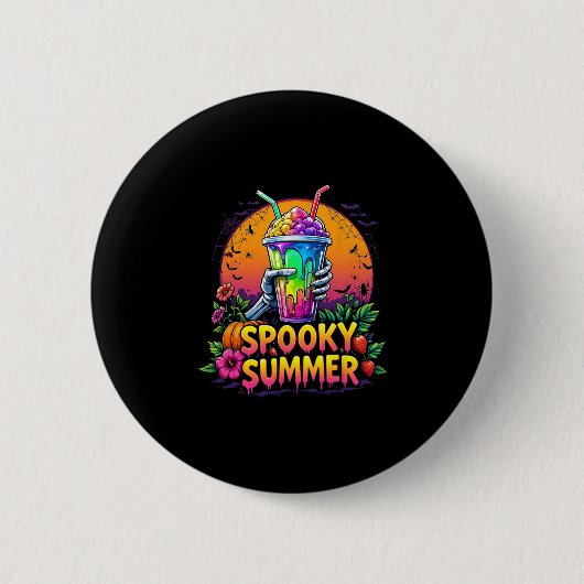 Lustige Party Gruselige Sommergetränke Summerween Button (Vorderseite)