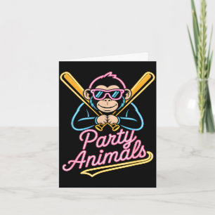Lustige Partytier-Affe Baseball Retro Lustige PA Karte