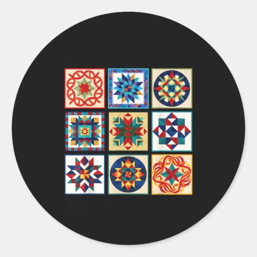 Lustige Patchwork-Näh-Quilt-Muster-Quilte Runder Aufkleber (Vorderseite)