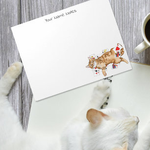 Lustige Patience Orange Tabbykatze Spielkarten Notizblock