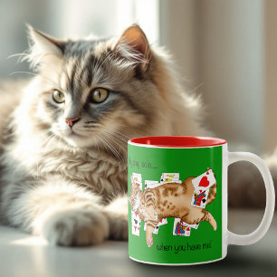 Lustige Patience Orange Tabbykatze Spielkarten  Zweifarbige Tasse