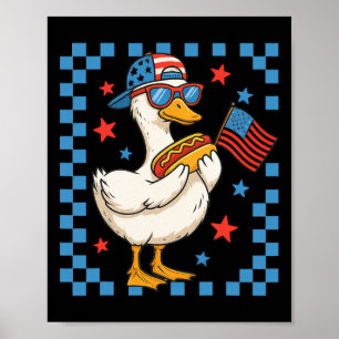 Lustige patriotische Ente USA-Flagge Hot Dog 4. Ju Poster