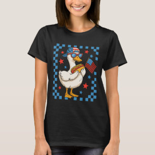 Lustige patriotische Ente USA-Flagge Hot Dog 4. Ju T-Shirt