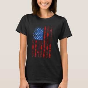 Lustige patriotische Fischer USA Amerikanische Fla T-Shirt