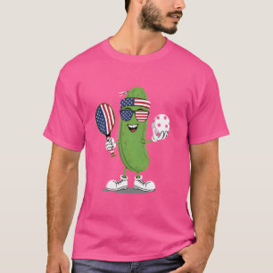 Lustige patriotische Gurke spielt Pickleball Ameri T-Shirt