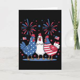 Lustige patriotische Hühner USA-Flagge 4. Juli chi Karte
