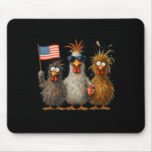 Lustige patriotische Hühner USA-Flagge 4. Juli chi Mousepad