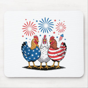 Lustige patriotische Hühner USA-Flagge 4. Juli chi Mousepad