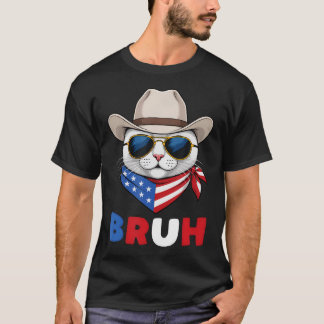 Lustige patriotische Katze USA 'Merica 4. Juli Bru T-Shirt