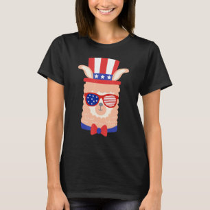 Lustige patriotische Lama-Sonnenbrille Hut 4. Juli T-Shirt