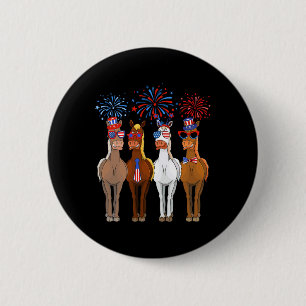 Lustige patriotische US-Flagge 4. Juli Pferd USA P Button