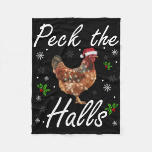 Lustige Peck The Halls Weihnachts-Huhn-Schneeflock Fleecedecke