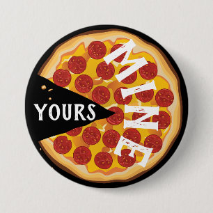 Lustige Pepperoni-Pizza süße Foodie schwarz rot Button