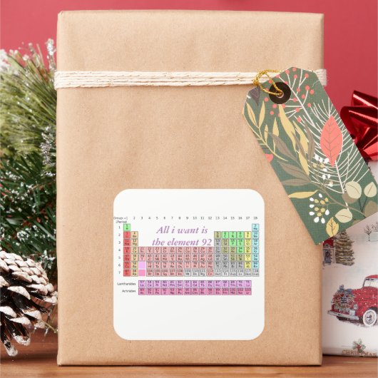 Lustige Periodensystem Alles was ich will ist U Le Quadratischer Aufkleber (Feiertag)