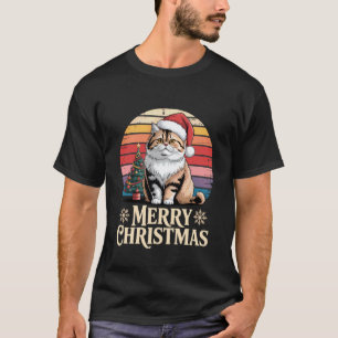 Lustige Perserkatze Weihnachtsmann Hut Weihnachtsb T-Shirt