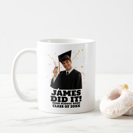 Lustige Personalisierte Abschlussfeier Benutzerdef Kaffeetasse (Mit Donut)