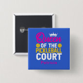 Lustige personalisierte Königin des Pickleball-Cou Button (Vorne & Hinten)