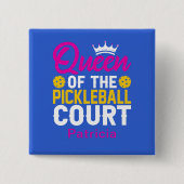 Lustige personalisierte Königin des Pickleball-Cou Button (Vorderseite)