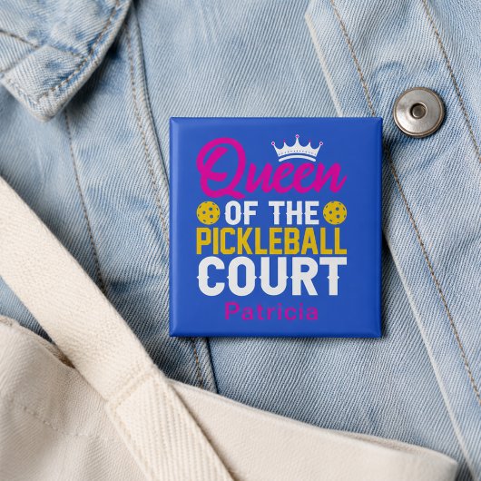 Lustige personalisierte Königin des Pickleball-Cou Button