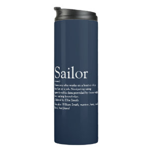 Lustige personalisierte Matrosen-Definition Navy B Thermosbecher