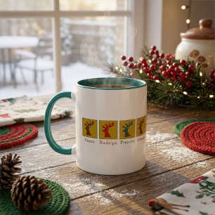 Lustige personalisierte Namen von Santas Renntiere Tasse