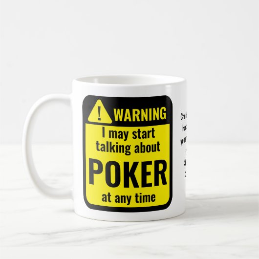 Lustige personalisierte Pokerwarnung Kaffeetasse (Links)