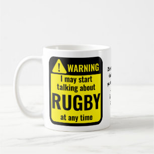 Lustige personalisierte Rugby-Warnung Kaffeetasse