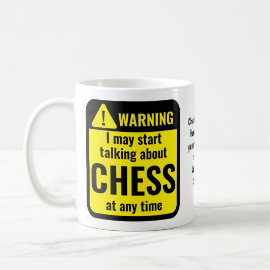 Lustige personalisierte Schachwarnung Kaffeetasse (Links)