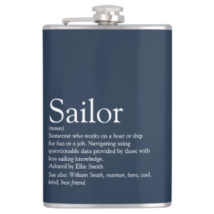 Lustige persönliche Seemann-Definition Navy Blau  Flachmann