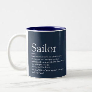 Lustige persönliche Segler-Definition Navy Blau Zweifarbige Tasse