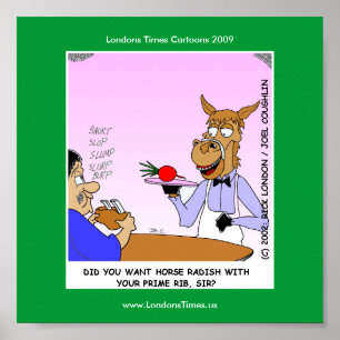 Lustige Pferd-Kellner Cartoonposter Poster