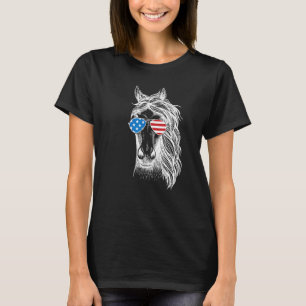 Lustige Pferd Patrioten USA-Flagge Aviator-Sonnenb T-Shirt