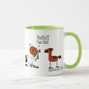 Lustige Pferde-u. Lama-Cartoon-Tasse Tasse