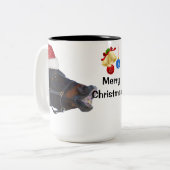 Lustige Pferdeweihnachtsreise-Tasse Zweifarbige Tasse (Vorderseite Links)