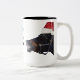 Lustige Pferdeweihnachtsreise-Tasse Zweifarbige Tasse