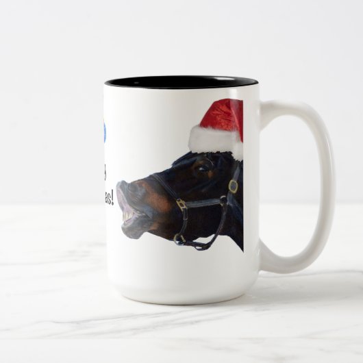 Lustige Pferdeweihnachtsreise-Tasse Zweifarbige Tasse (Rechts)