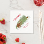 Lustige Pfiffe Orange Katze gegen Weihnachtsbaum F Serviette (Beispiel)