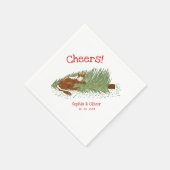Lustige Pfiffe Orange Katze gegen Weihnachtsbaum F Serviette (Ecke)