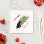 Lustige Pfiffe! Schwarze Katze gegen Weihnachtsbau Serviette (Beispiel)