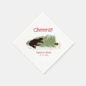Lustige Pfiffe! Schwarze Katze vs Weihnachtsbaum F Serviette (Ecke)
