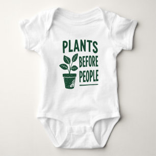 Lustige Pflanzen vor Menschen Vintage-Tintenstempe Baby Strampler