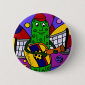 Lustige Pickleball abstrakte Kunst-Vorlage Button (Vorderseite)