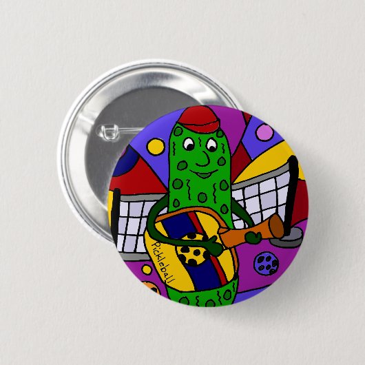 Lustige Pickleball abstrakte Kunst-Vorlage Button (Vorne & Hinten)