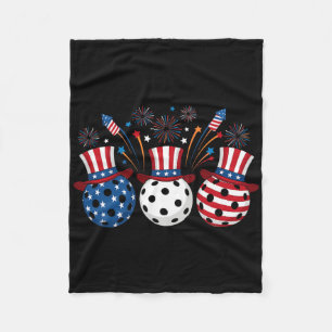 Lustige Pickleball-Feuerwerk Amerikanische Usa-Fla Fleecedecke