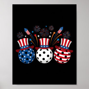 Lustige Pickleball-Feuerwerke Amerikanische USA-Fl Poster
