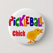 Lustige Pickleball Küken-Kunst Button (Vorderseite)