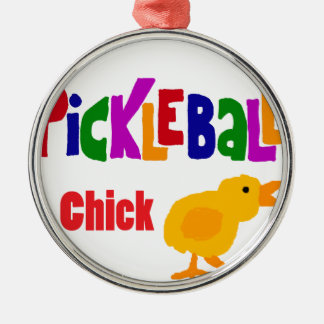 Lustige Pickleball Küken-Kunst Ornament Aus Metall